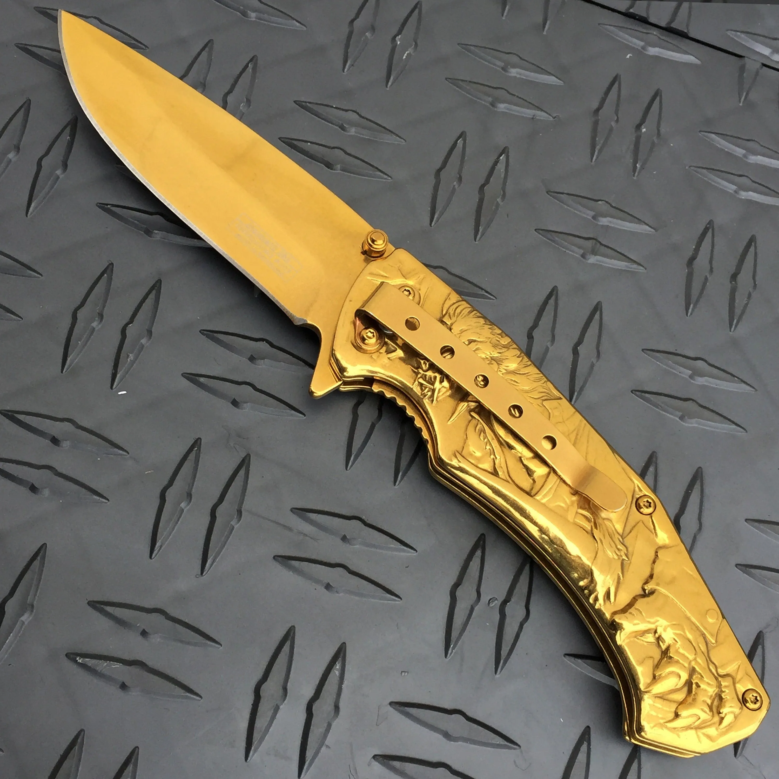 Falcon 3 1/2" Gold Blade Spring Assisted Knife