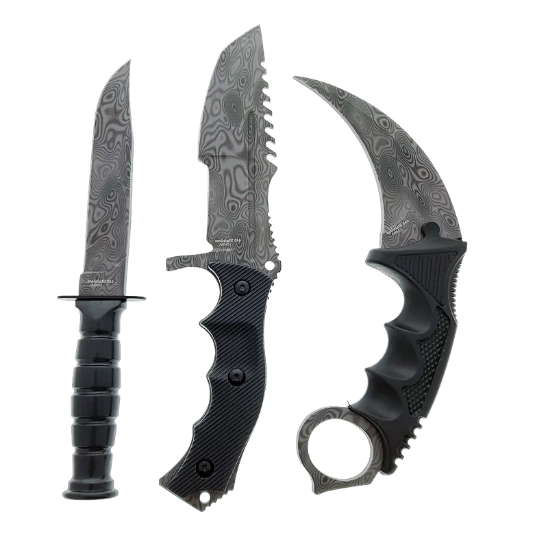 Falcon 3 PCS Damascus Set. Tactical Knives & Karambit