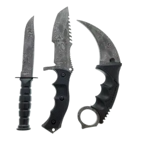 Falcon 3 PCS Damascus Set. Tactical Knives & Karambit