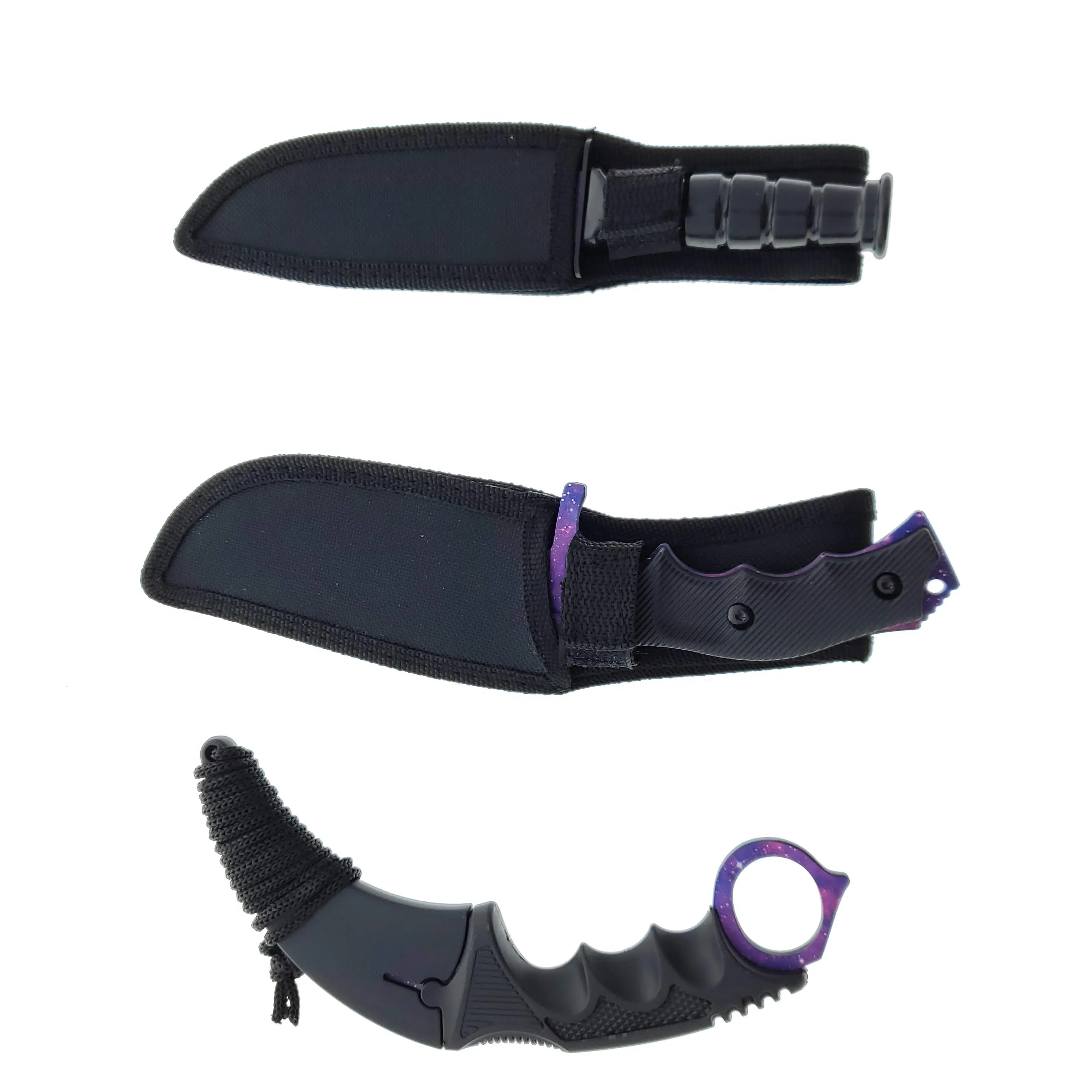 Falcon 3 PCS Purple Galaxy Set. Tactical Knives & Karambit