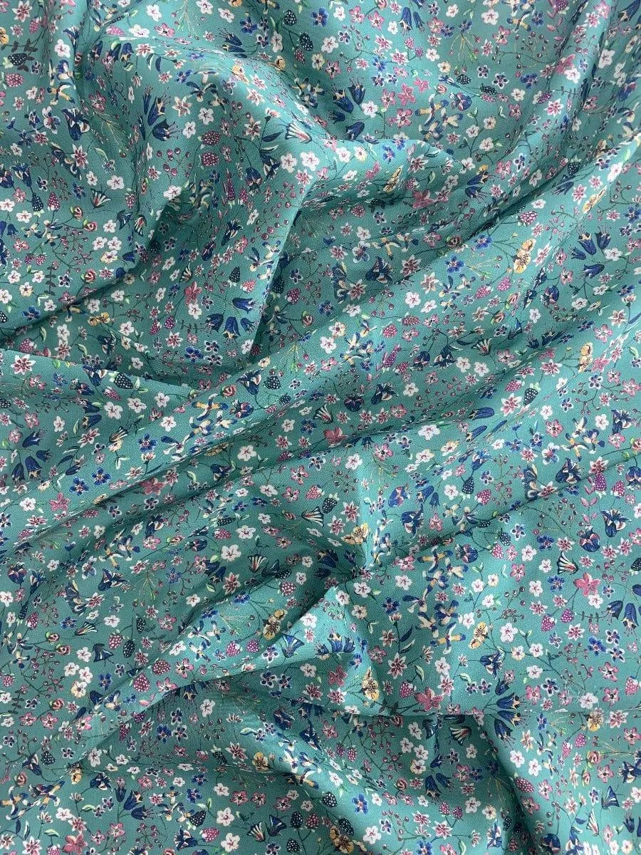 Fitted Sheet Made With Liberty Fabric DONNA LEIGH GREEN