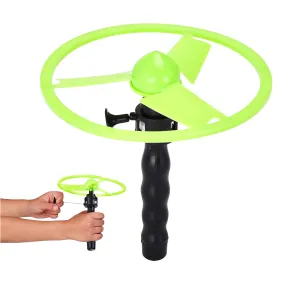 Flying Disc Launcher Toy For Kids - Pull String Launcher Glowing Disk