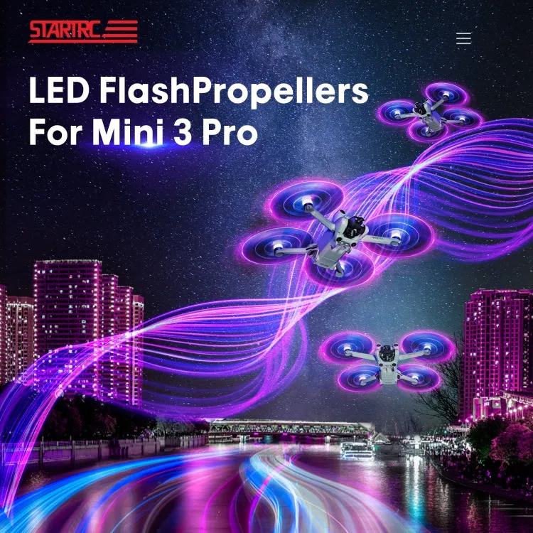 For DJI Mavic Mini 3 Pro STARTRC 2 Pairs Color LED Flash Lamp Low Noise Propellers (Transparent)