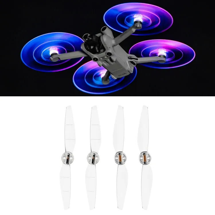 For DJI Mavic Mini 3 Pro STARTRC 2 Pairs Color LED Flash Lamp Low Noise Propellers (Transparent)