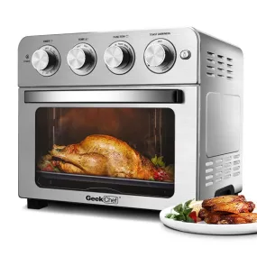 GEEK CHEF 24QT Air Fryer Oven Toaster 4 Slice Toaster Countertop Oven Fry Oil-Free Silver