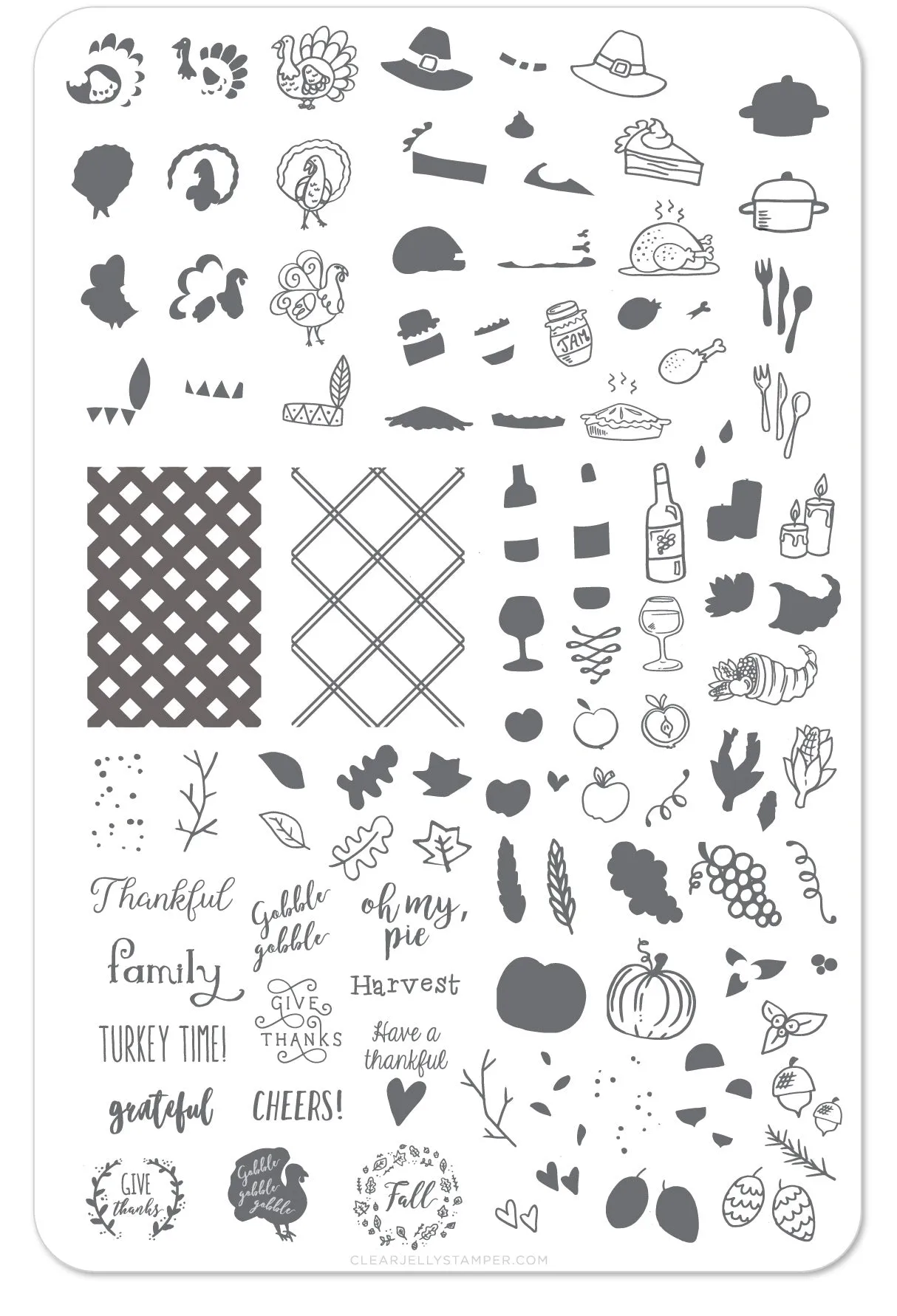 Give Thanks (CjSH-15)  - Steel Nail Art Layered Stamping Plate