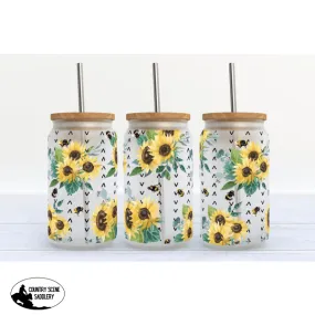 Glass Coffee Cup - Sunflower 2