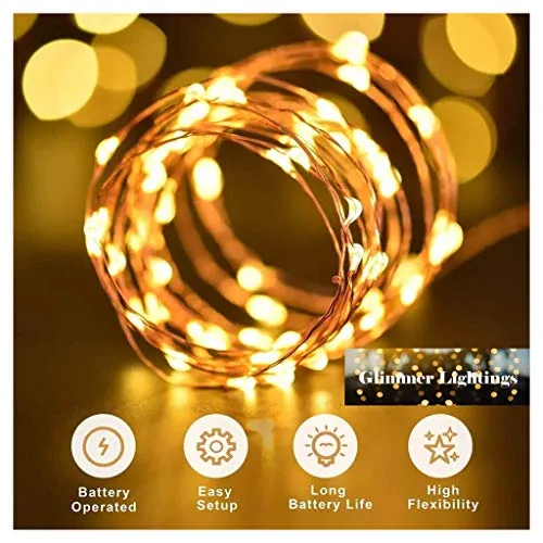 Glimmer Lightings Fairy Thin String Light 5 Meters Battery Powered for Home Decoration Diwali - Warm White,