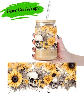 Gothic Sunflower Wrap for 16/20 oz Cups - UV DTF or Sublimation (SHIPS IN 3-7 BUS DAYS)