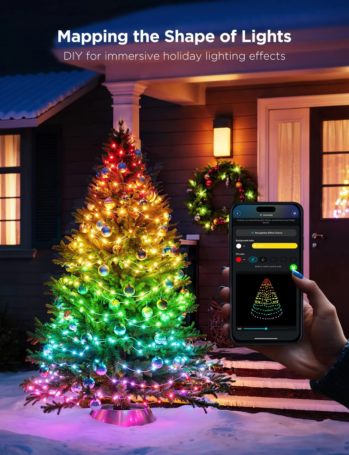 Govee Christmas Lights 2, RGBWIC 99FT 300LEDs Christmas Tree Lights with Shape Mapping Function, Smart Holiday String Lights for Christmas Decor, 130  Preset Scenes, Voice and APP Control, Green Wire