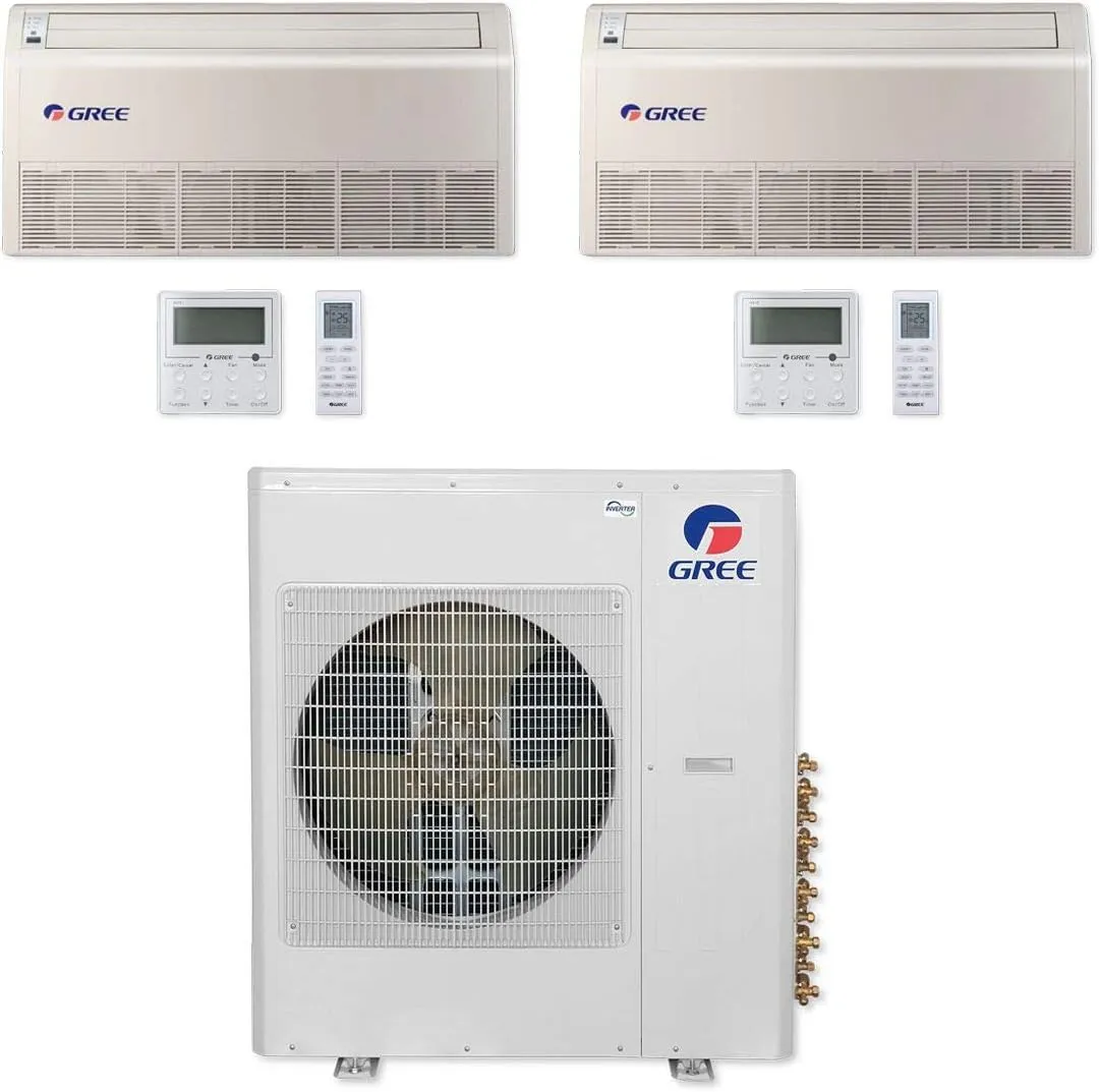 GREE Multi Gen2 Series 30,000 BTU 2-Zone Universal Floor/Ceiling 18K 9K Ductless Mini-Split System