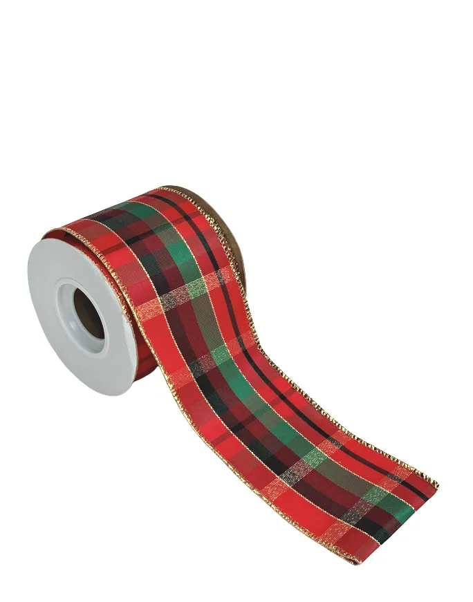 Green Red Plaid Christmas Ribbon - 2 1/2" x 10 Yards