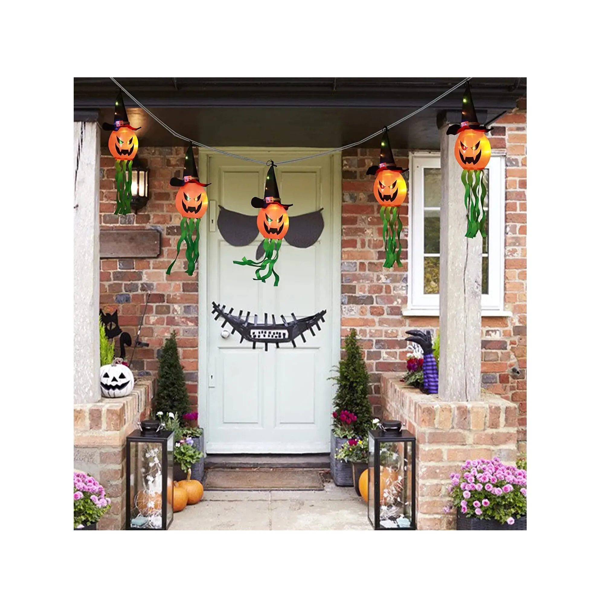 Halloween Decorations 11.5 ft. Battery Operated | 5 LED Halloween Pumpkin String Lights