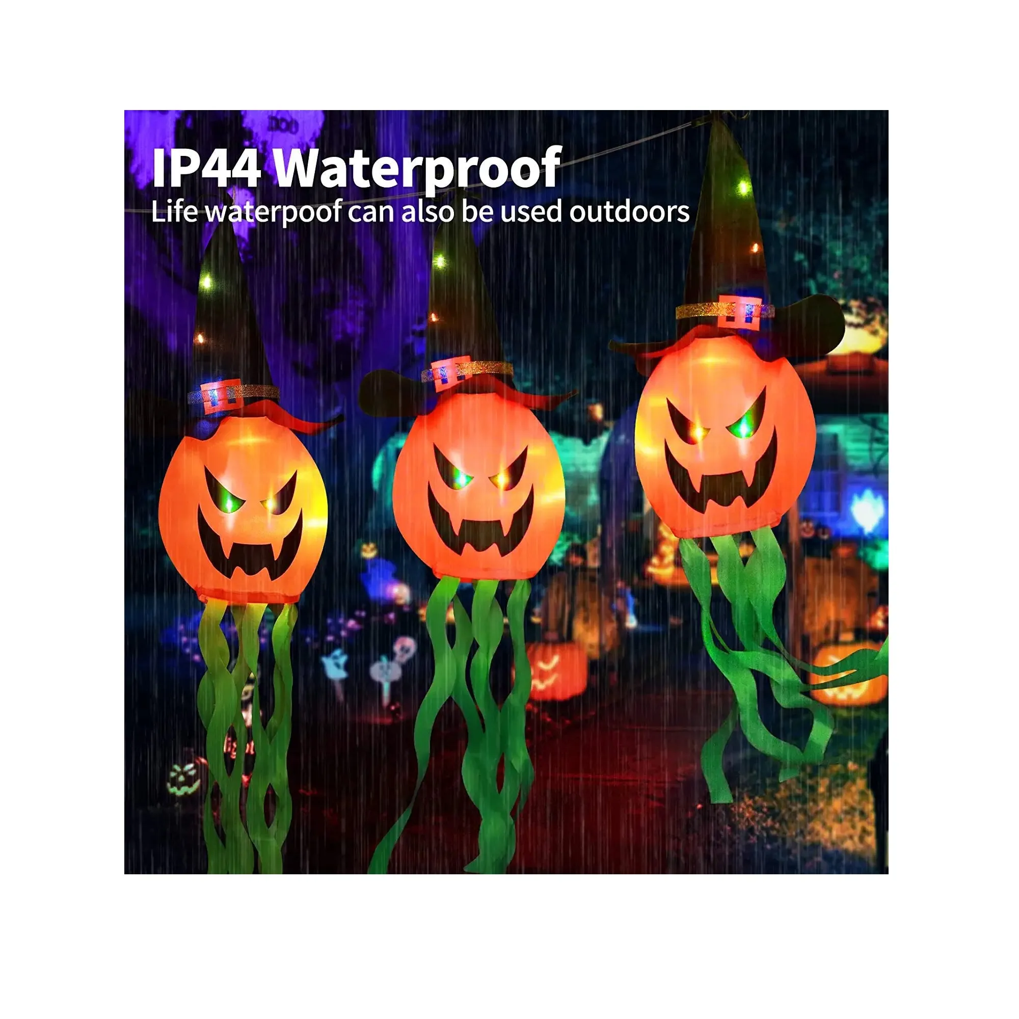 Halloween Decorations 11.5 ft. Battery Operated | 5 LED Halloween Pumpkin String Lights