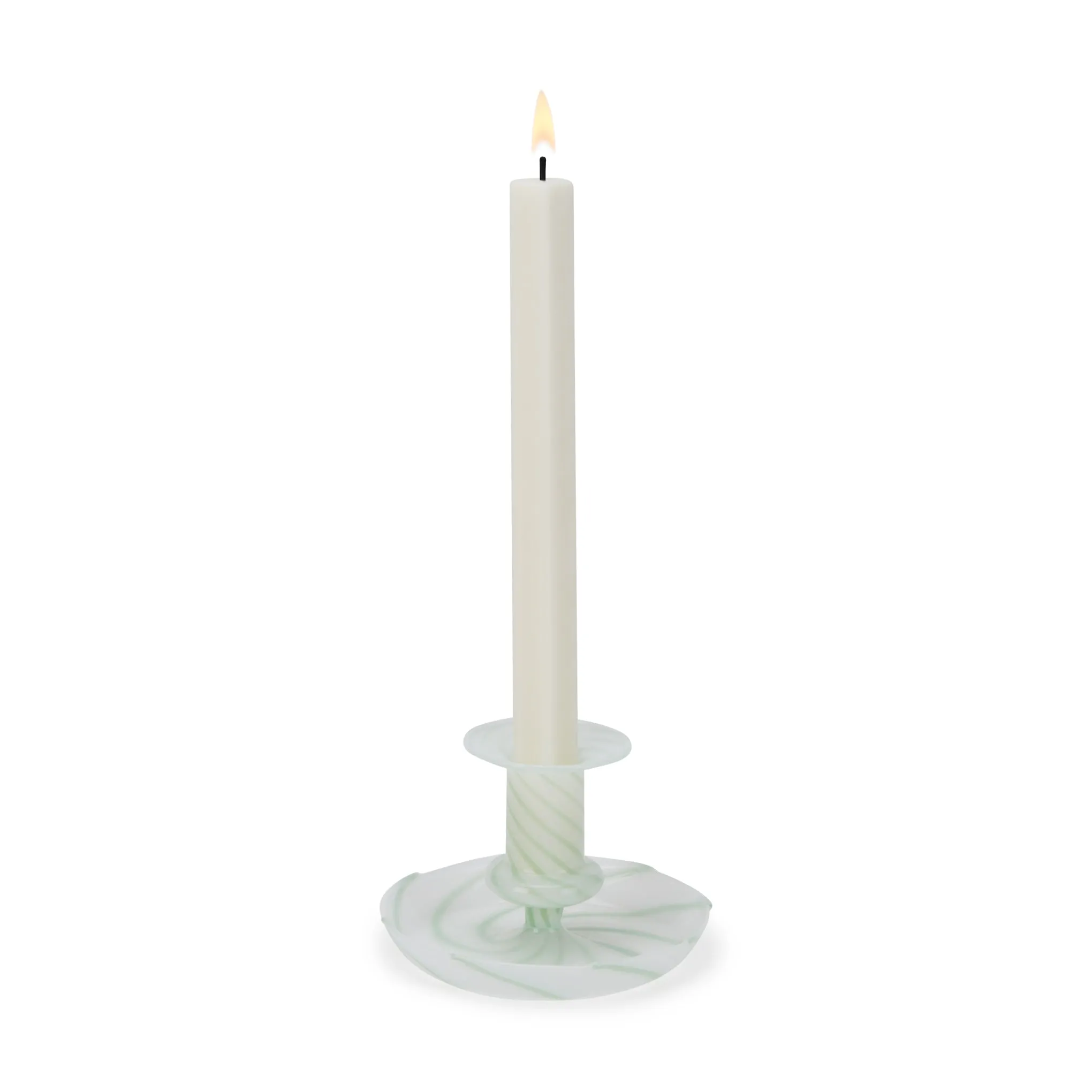 HAY Flare Glass Candle Holder - Milk Stripe Green