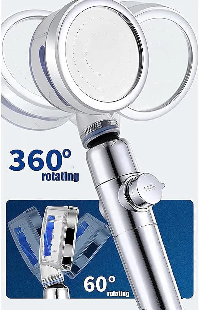 High-pressure shower head with filter and pause switch Easy Install Handheld Turbocharged Shower Head 360 Degrees Rotating