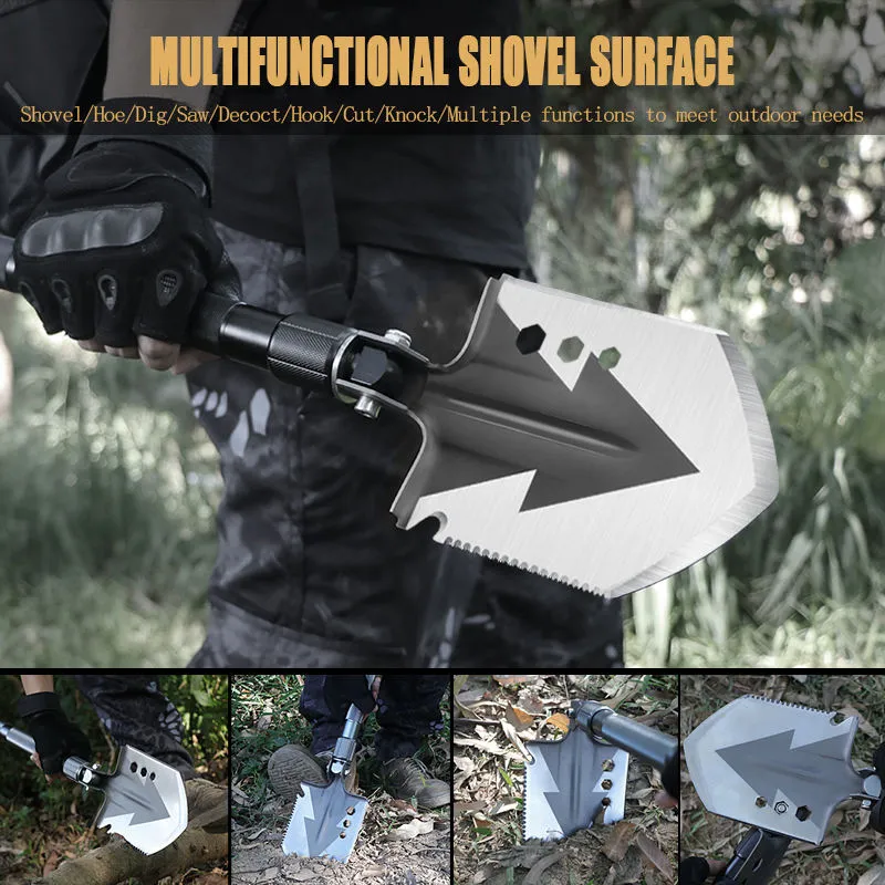 High Quality Multi Functional Outdoor Camping Climbing Tactics Portable Folding 12 In 1 Combination Survival Shovel Set