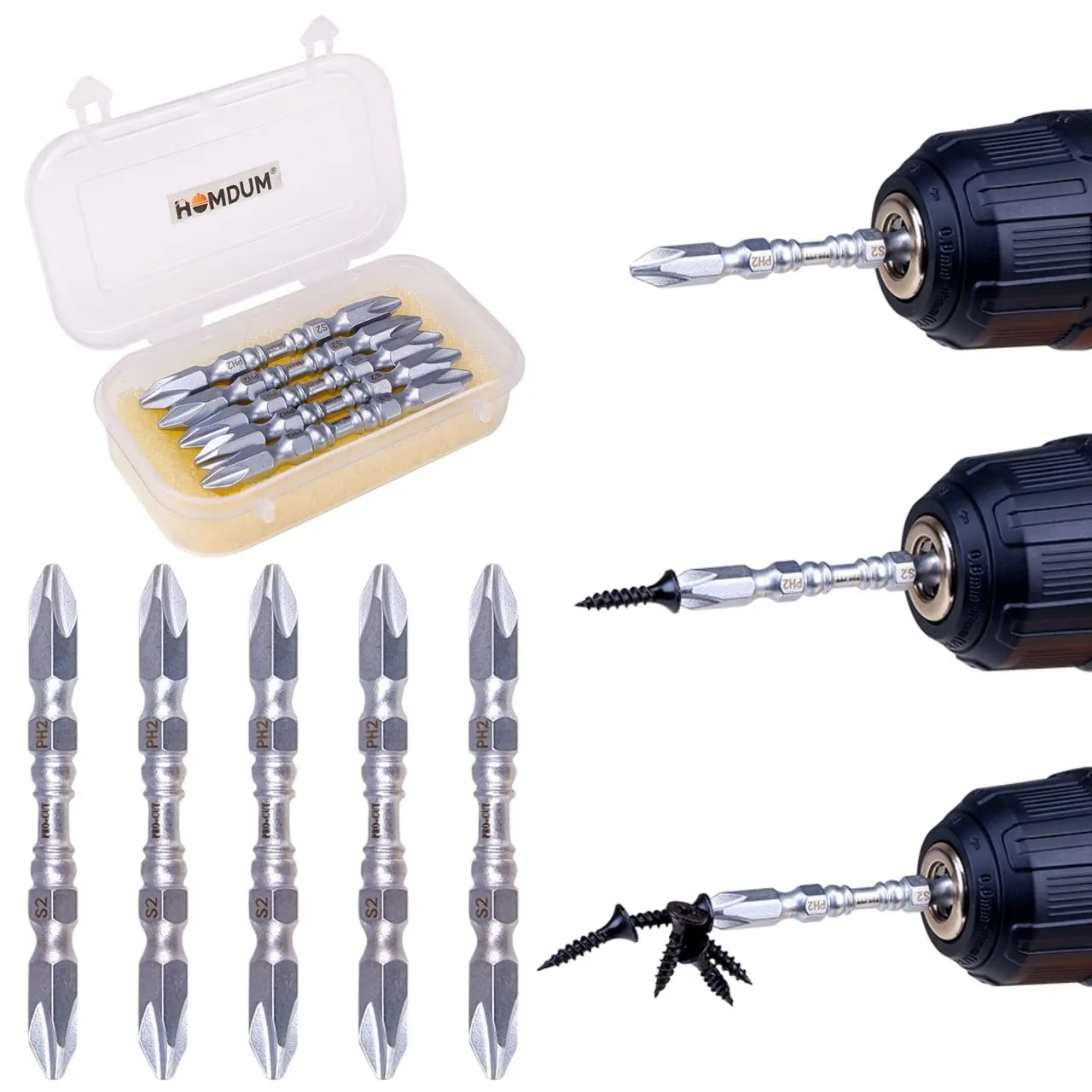 Homdum Screwdriver Insert Magnetic Bit Set of 5 piece , 6 cm x 4 cm x 2 cm