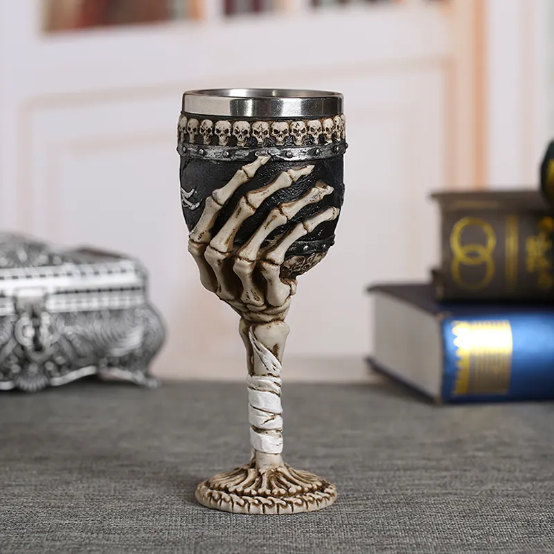 Horrible Death Claw Wine Glass with Stainless Steel and Resin / Vintage Style Bar Drinkware