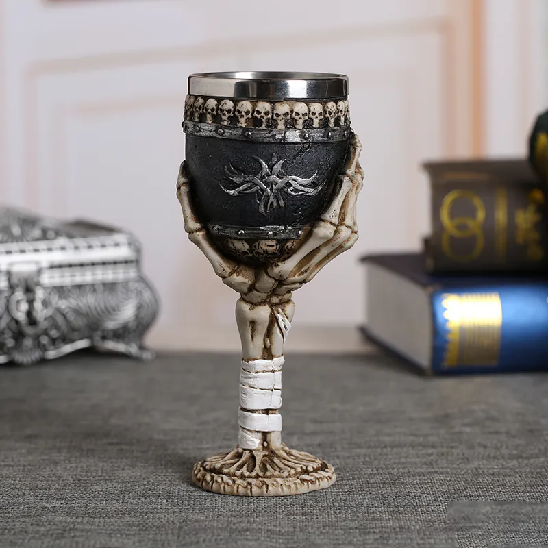 Horrible Death Claw Wine Glass with Stainless Steel and Resin / Vintage Style Bar Drinkware