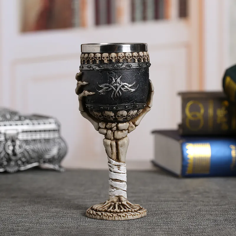 Horrible Death Claw Wine Glass with Stainless Steel and Resin / Vintage Style Bar Drinkware