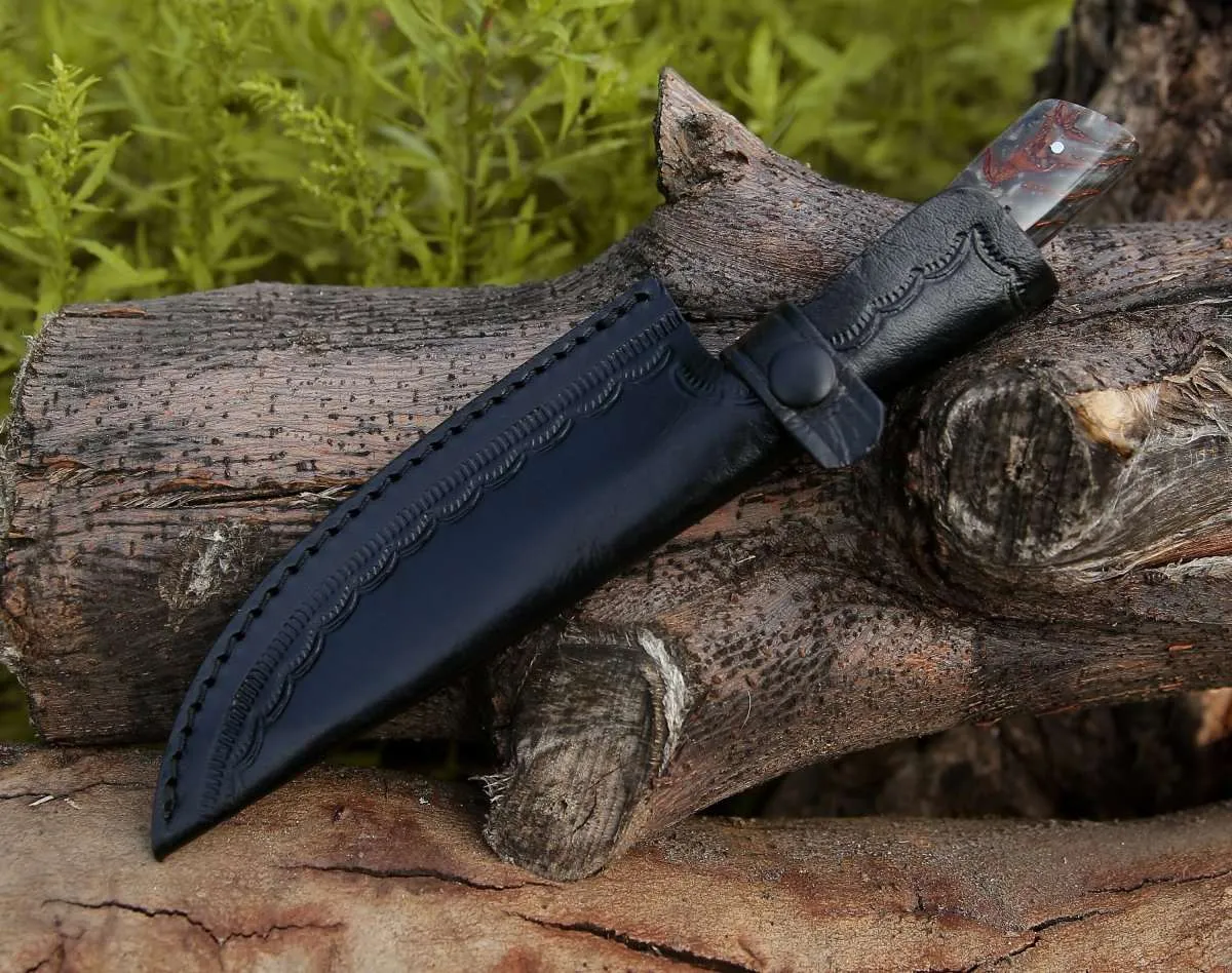 HyperEdge Damascus Chef Knife with Pine Cone Handle & Sheath