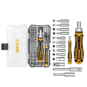 INGCO 55 Pcs Screwdriver Bits Set, Precision Screwdriver Set with Ratchet Wrench and Bits Magnetic Driver Kit Professional Electronics Repair Tool Kit for Repair Computer, PC, Laptop, iPhone