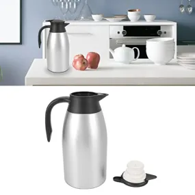 Insulated Coffee Carafe Thermal Pitcher, Coffee Carafe Tea Pot Ideal for Coffee Carafes for Keeping Hot, Tea Vacuum Pot 304 Stainless Steel Leakproof Lid 2L Capacity (Silver)