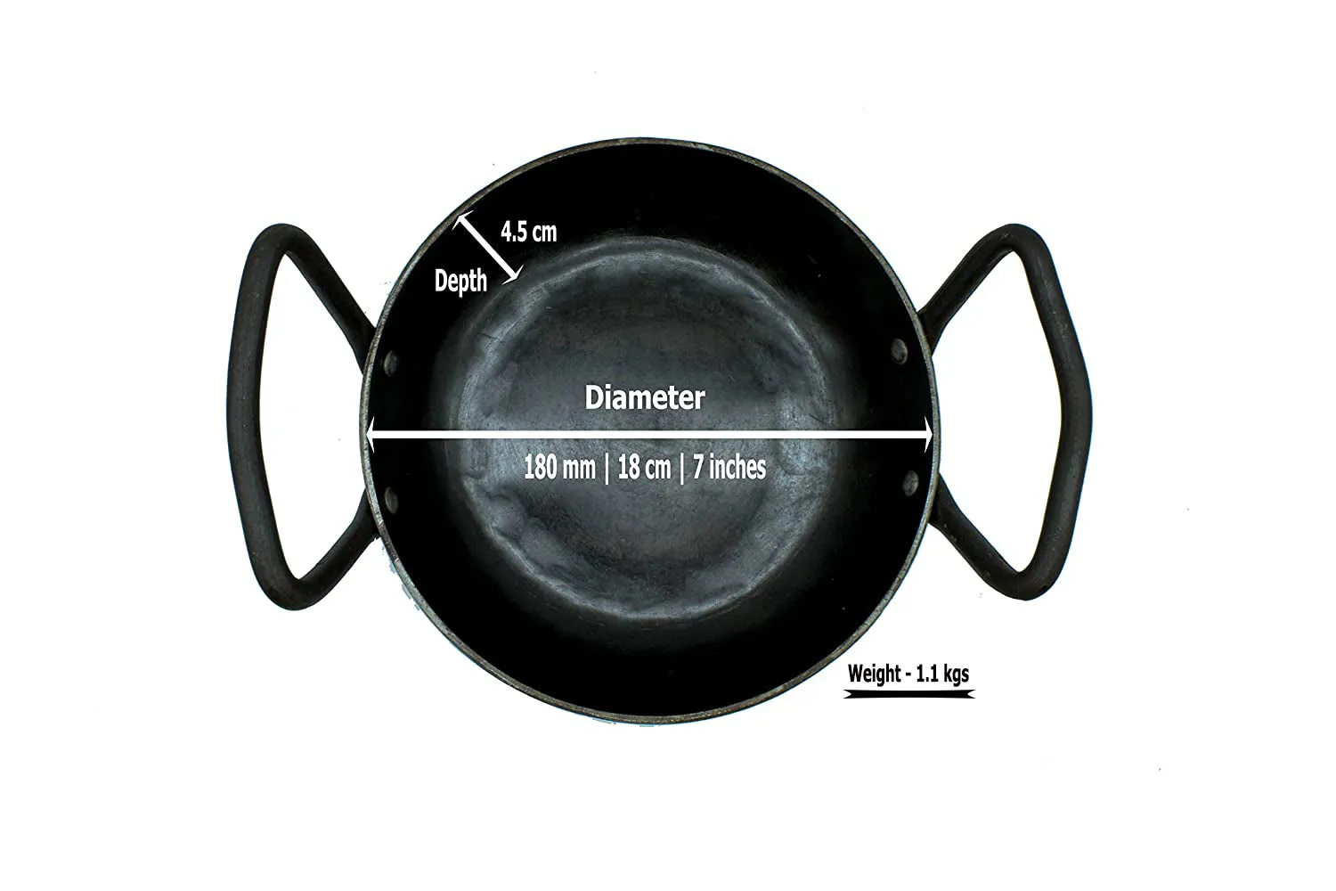 Iron Skillet | Fry Pan | 18cm | 1.1 Kgs | Induction Compatible