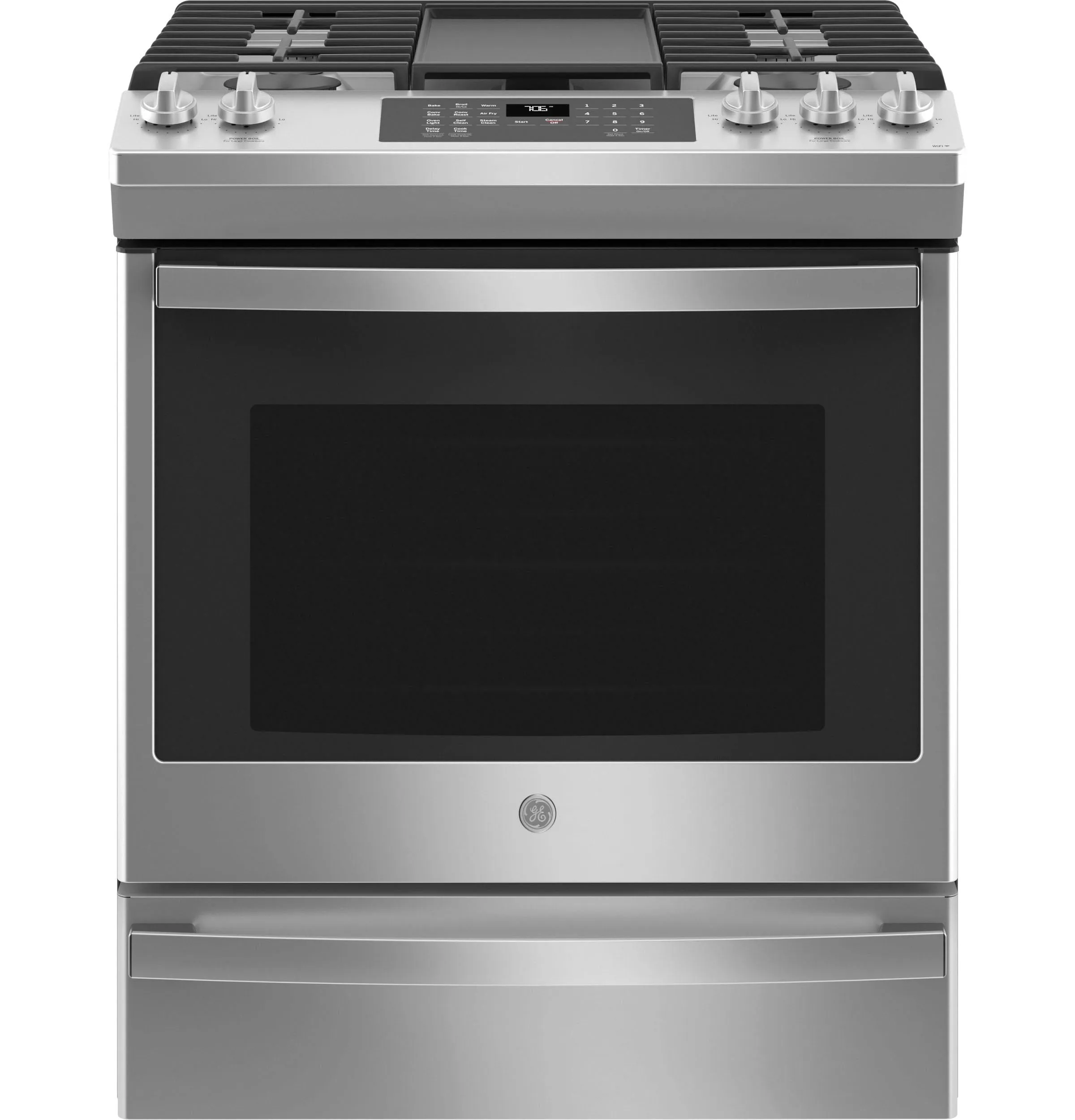 JGS760SPSS GE® 30" Slide-In Front-Control Convection Gas Range with No Preheat Air Fry