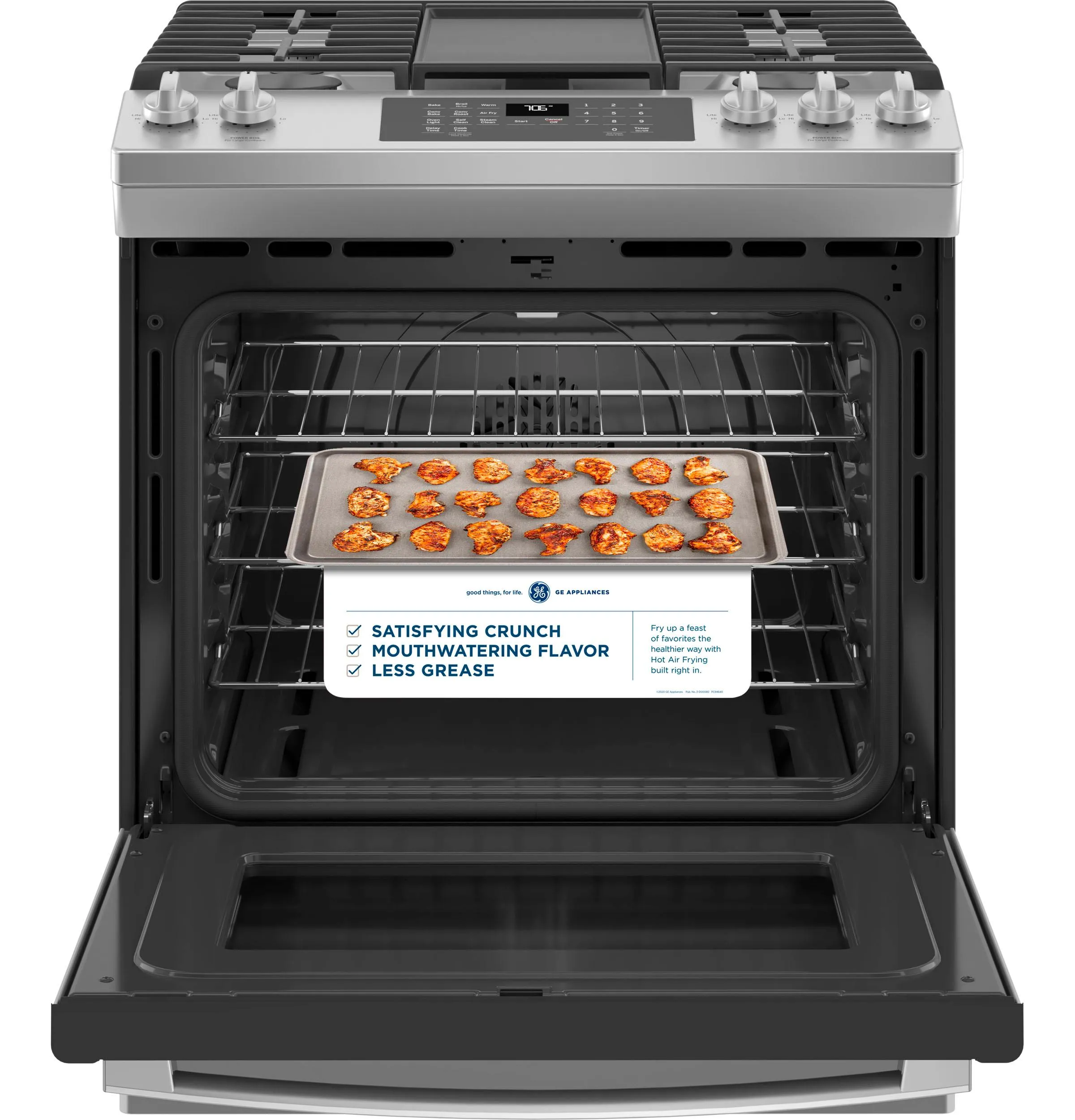 JGS760SPSS GE® 30" Slide-In Front-Control Convection Gas Range with No Preheat Air Fry