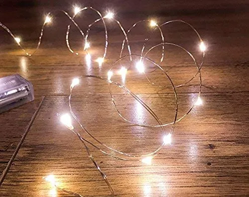 JNS WhOLESALE 3 m Battery Operated Silver 30 LED Decorative Strings Fairy Lights (Light Warm White Yellow)