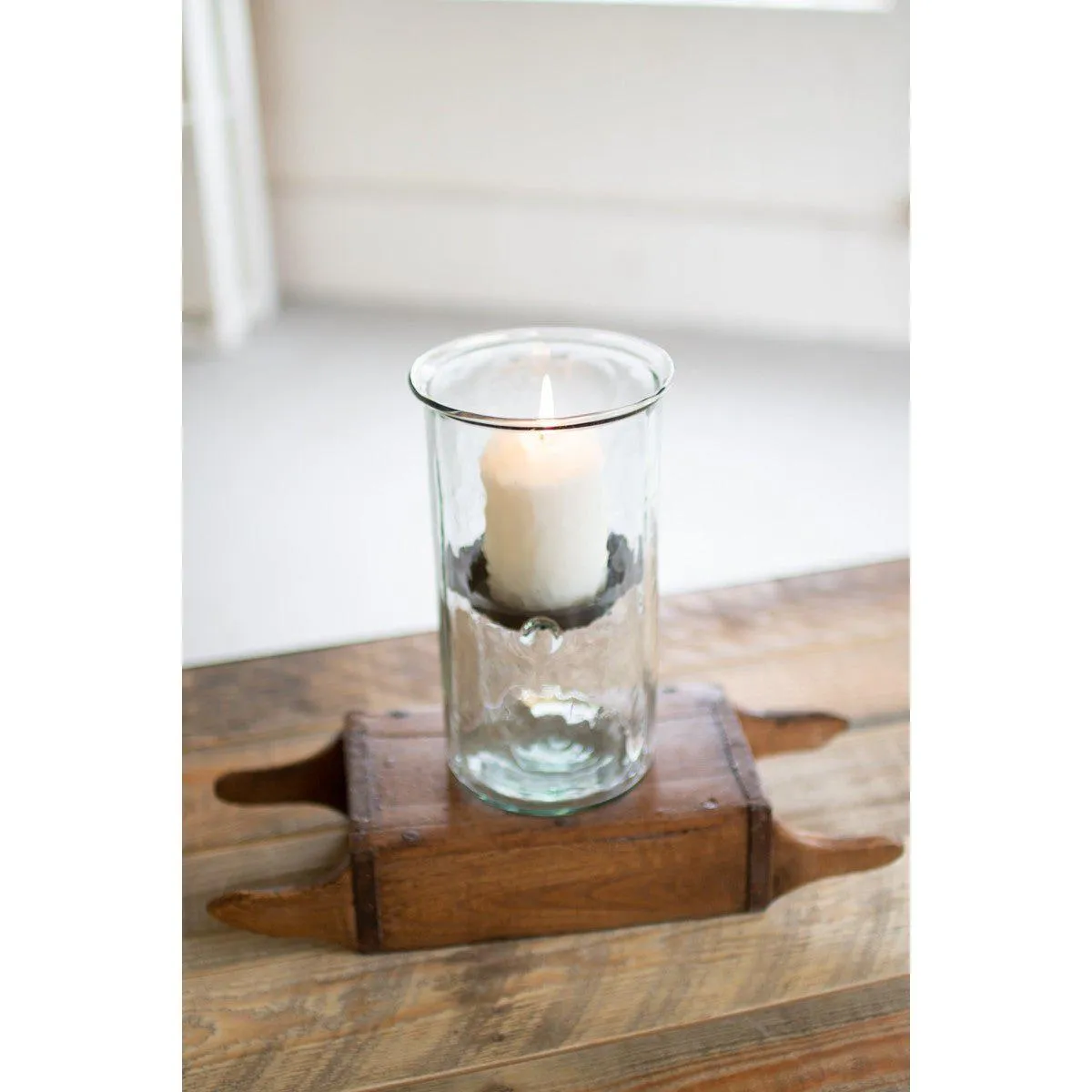 Kalalou - MINI GLASS CANDLE CYLINDERS W RUSTIC INSERT - MEDIUM - CV1021