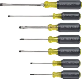 Klein Tools 85076 General Purpose Screwdriver Set, 7-Piece, Steel, Chrome, Black, Specifications: Round, Square Shank :EA: QUANTITY: 1