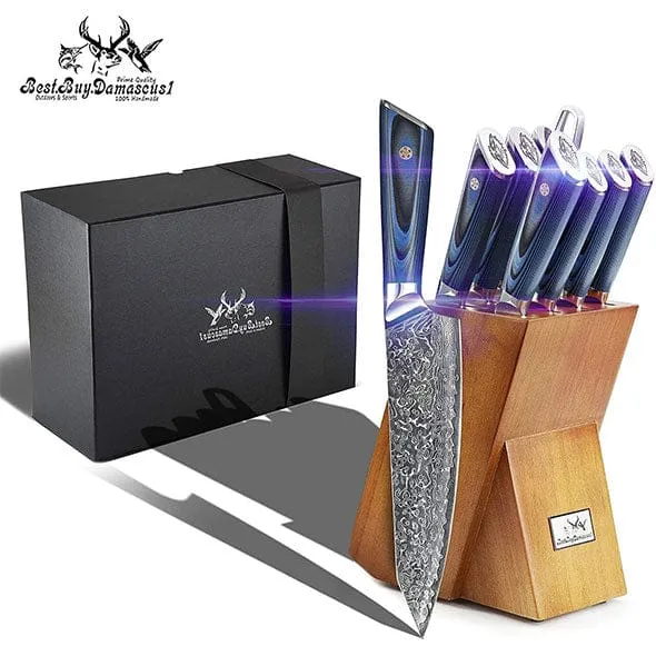 Knife Set Kitchen Knife Set Chefs Knives Japanese's Damascus Steel Knife Block Set