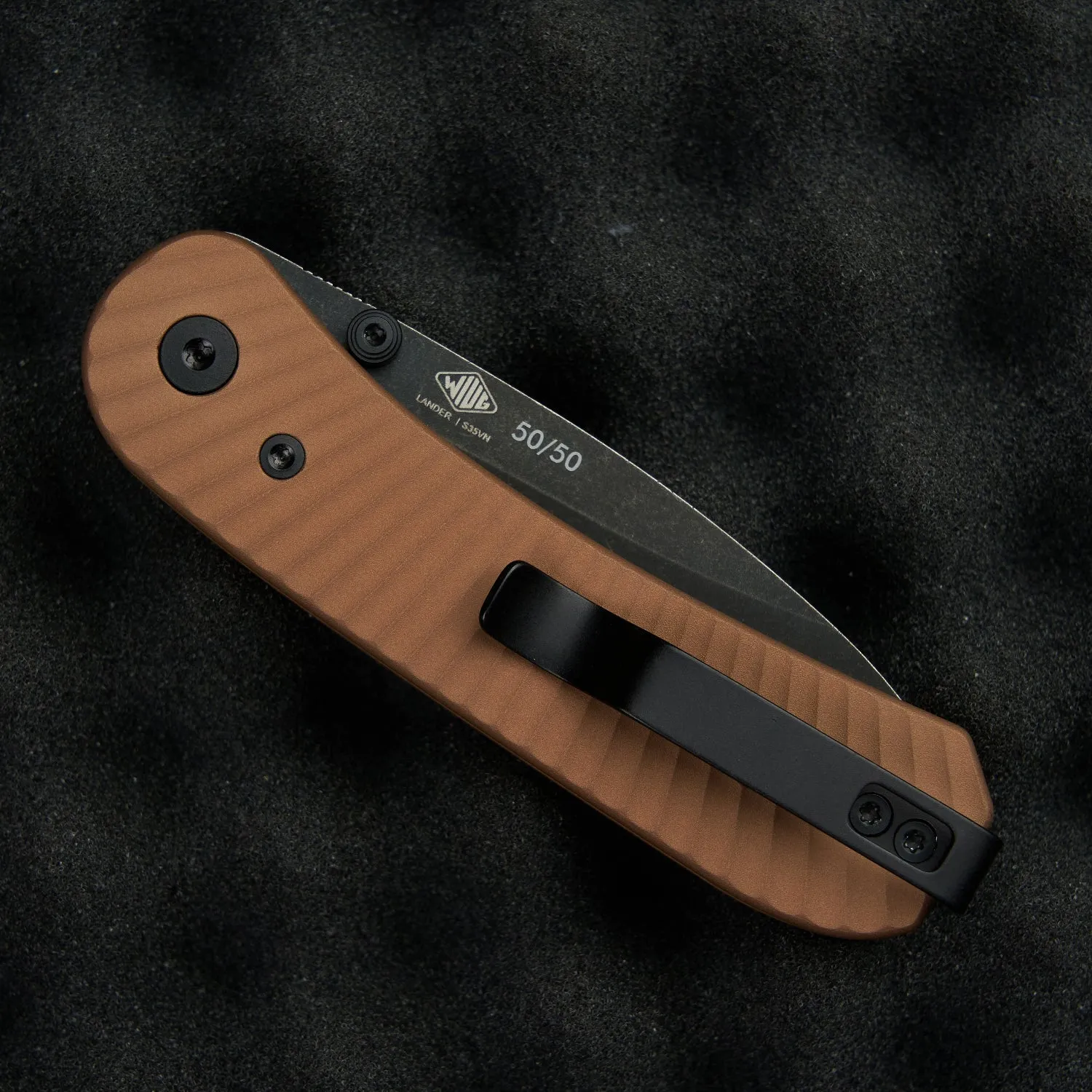 Lander 1 Pocket Knife - Limited Edition Solar Flare Aluminum Scales - S35VN - Bronze