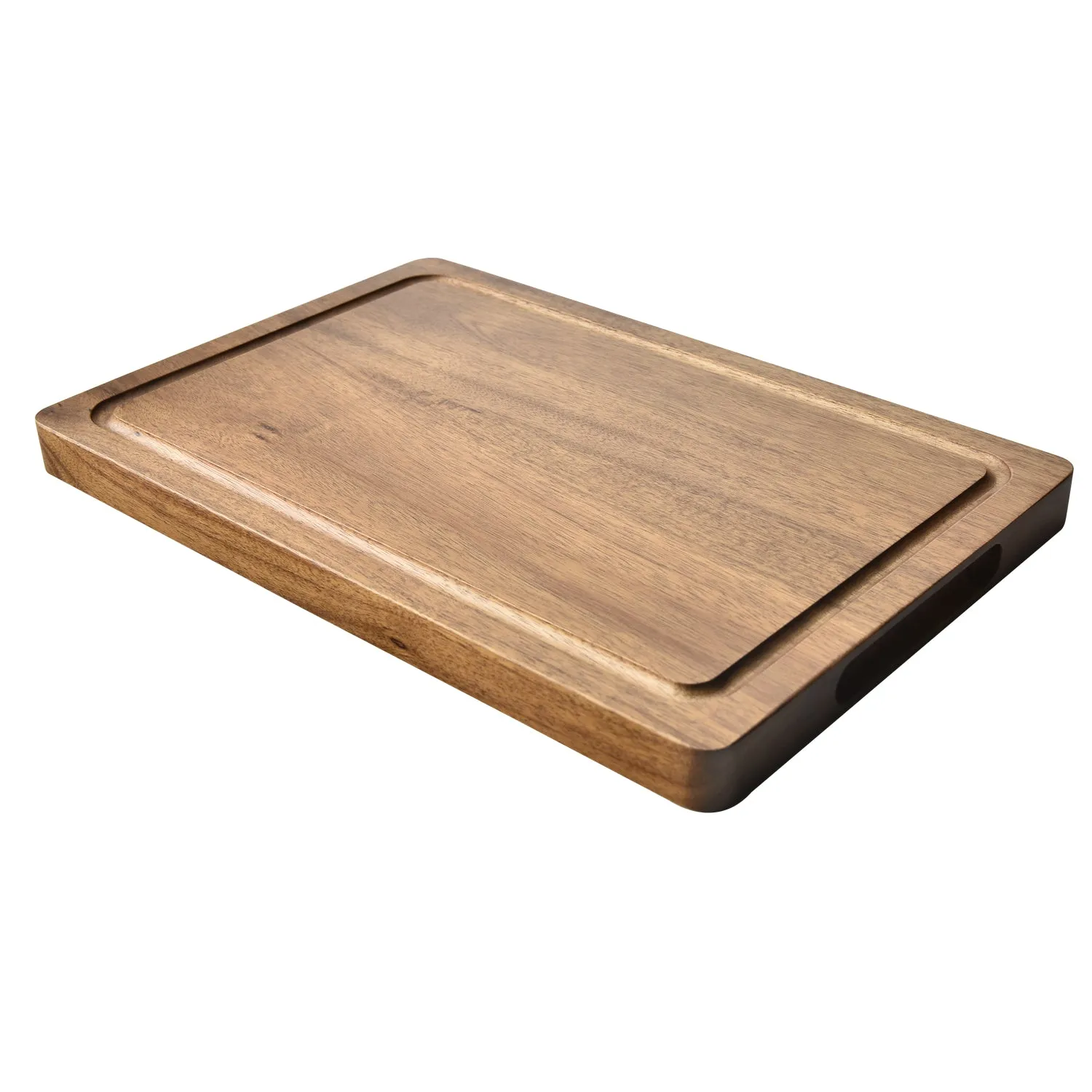 Large Cutting Board & Professional Heavy Duty Butcher Block w/Juice Groove Handle, Pre Oiled