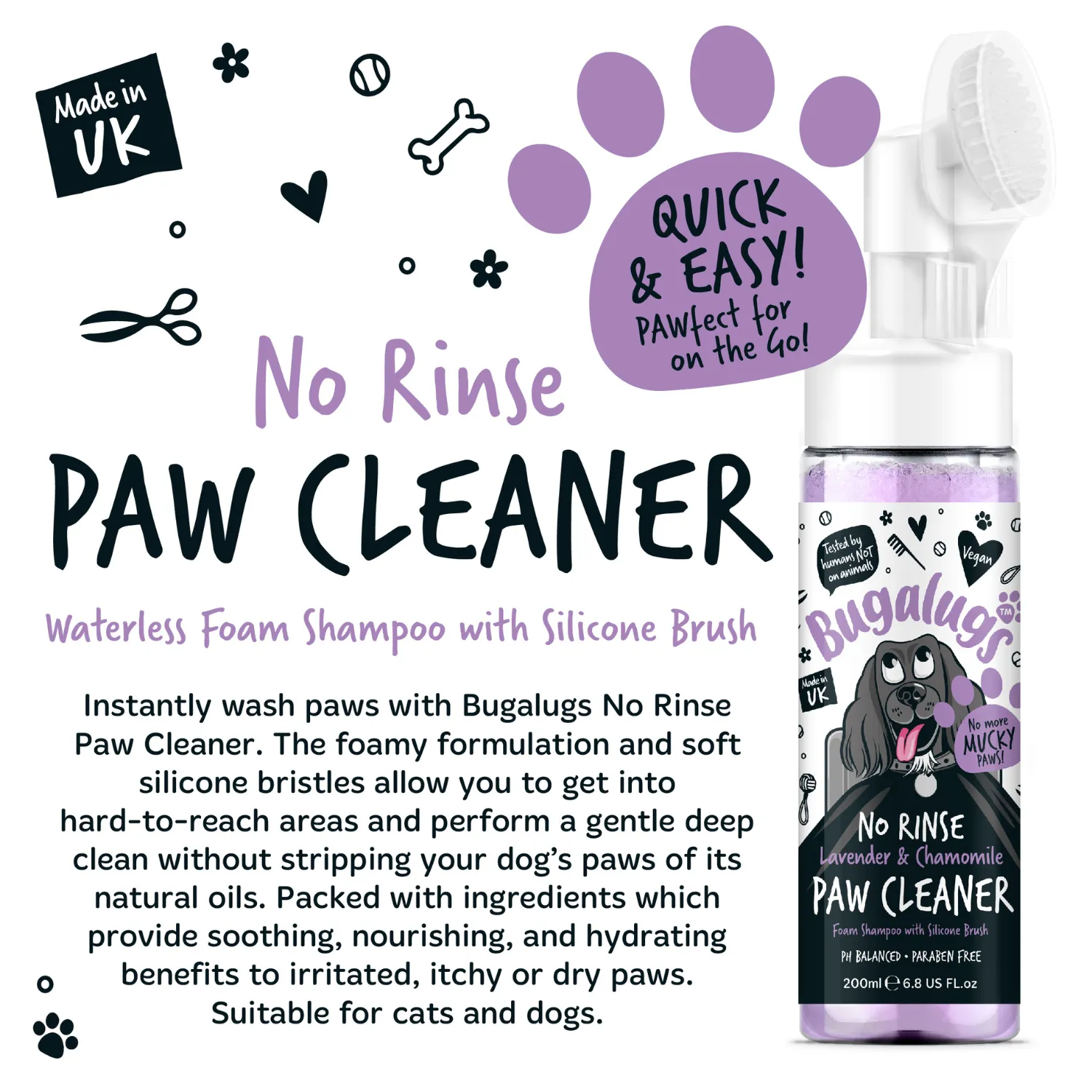 Lavender & Chamomile No Rinse Paw Cleaner for Dogs & Cats