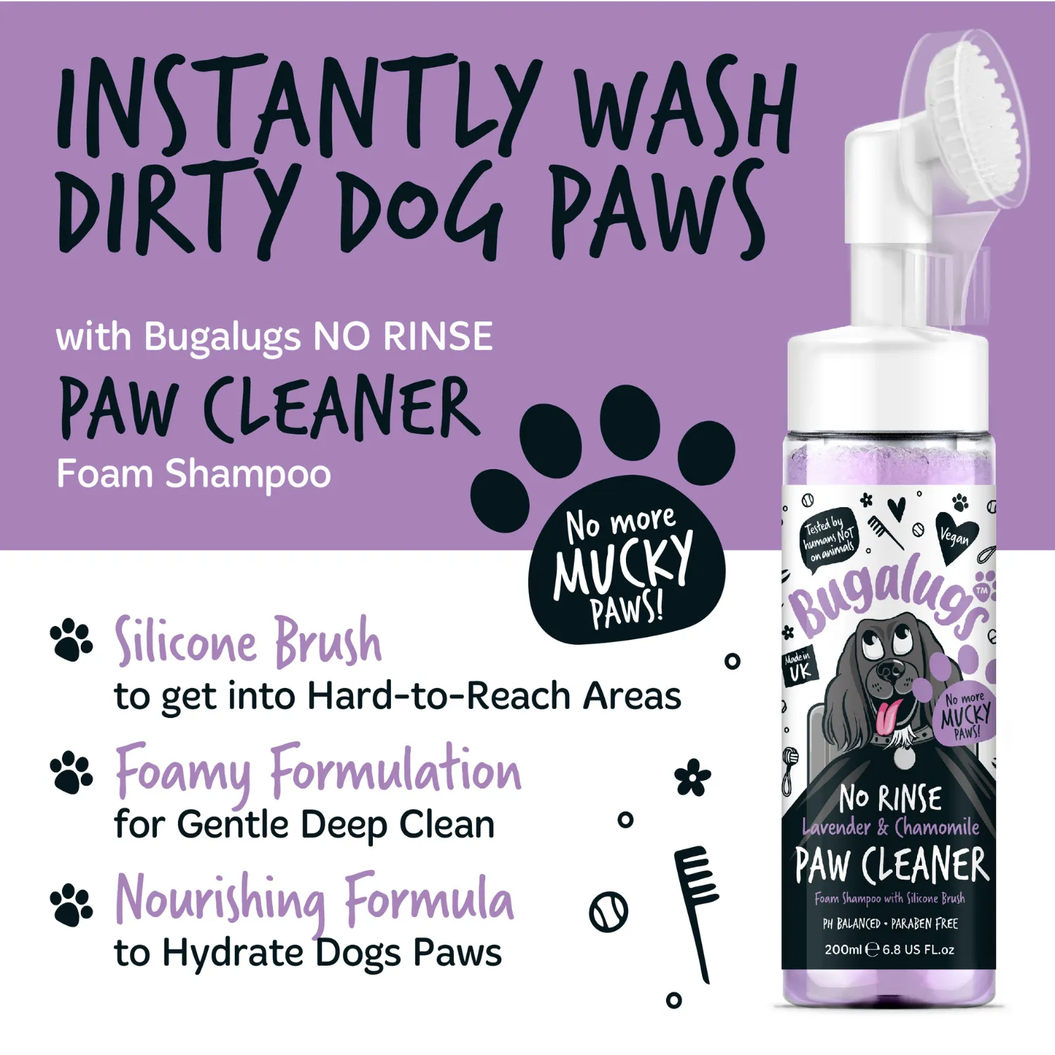 Lavender & Chamomile No Rinse Paw Cleaner for Dogs & Cats