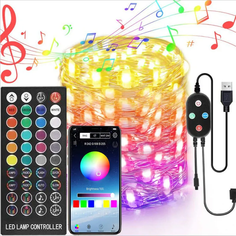 LED Light String 40-key Infrared Wireless Remote And Bluetooth Smart APP Control