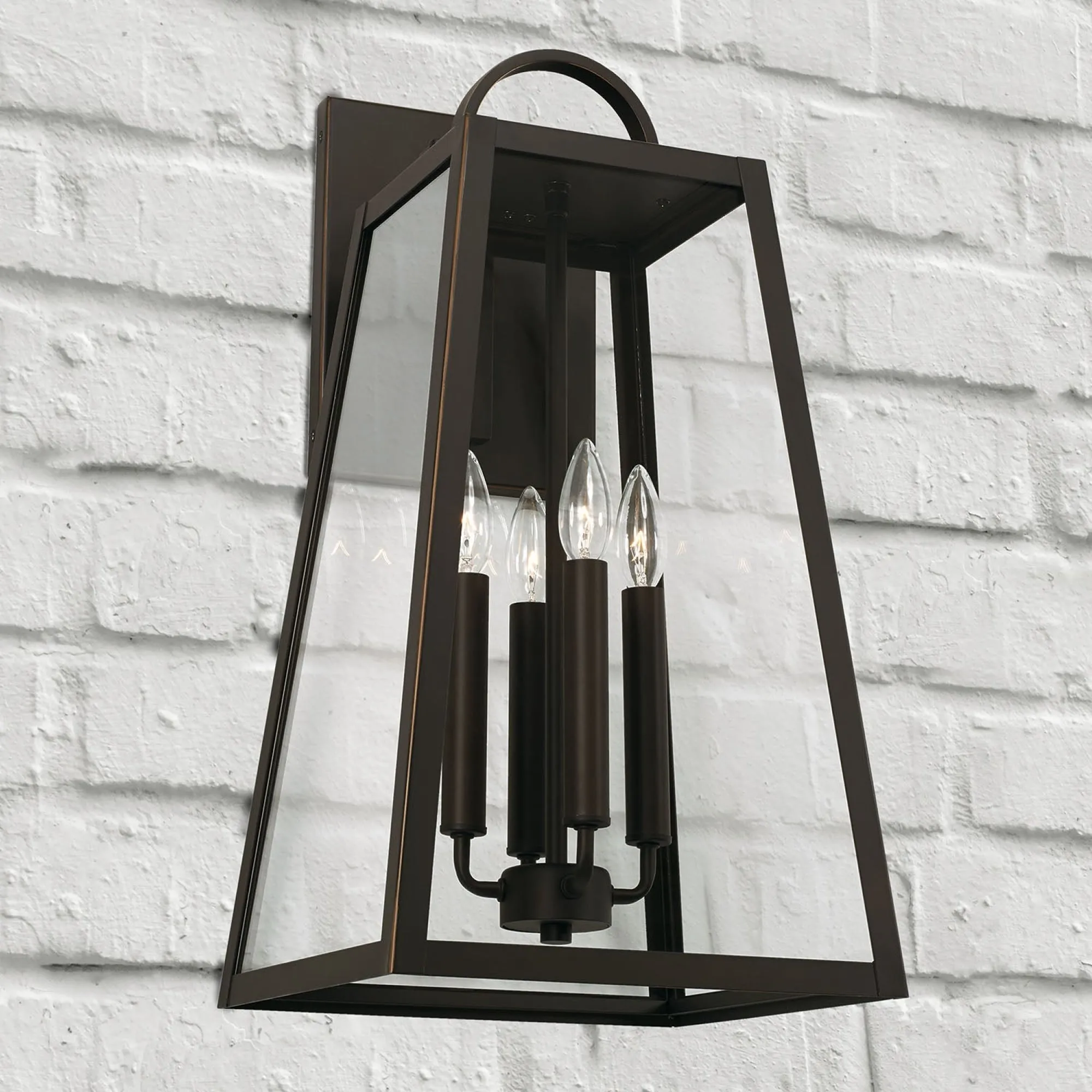 Leighton - 4 Light Coastal Outdoor Wall Lantern - 23" - Oiled Bronze