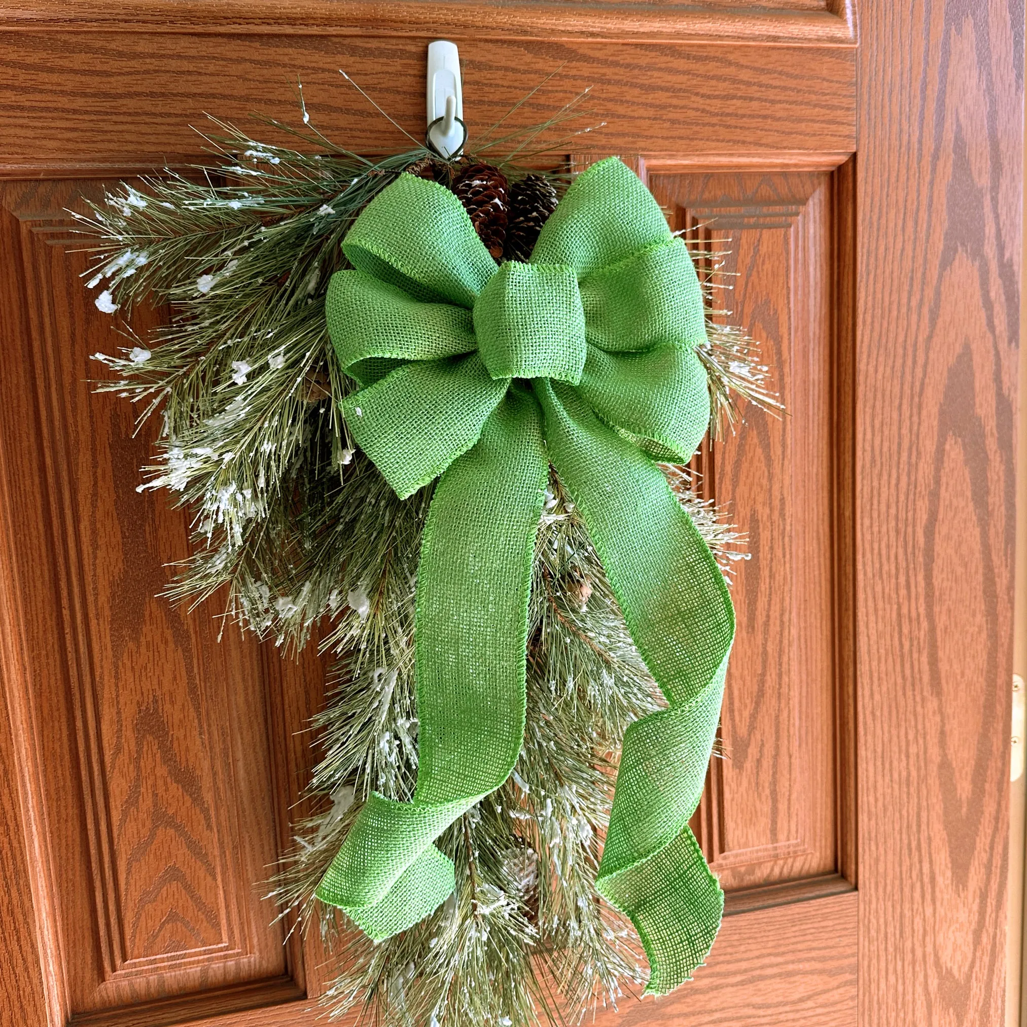 Lime Green Burlap Wreath Bow - 10" Wide, 18" Long Tails