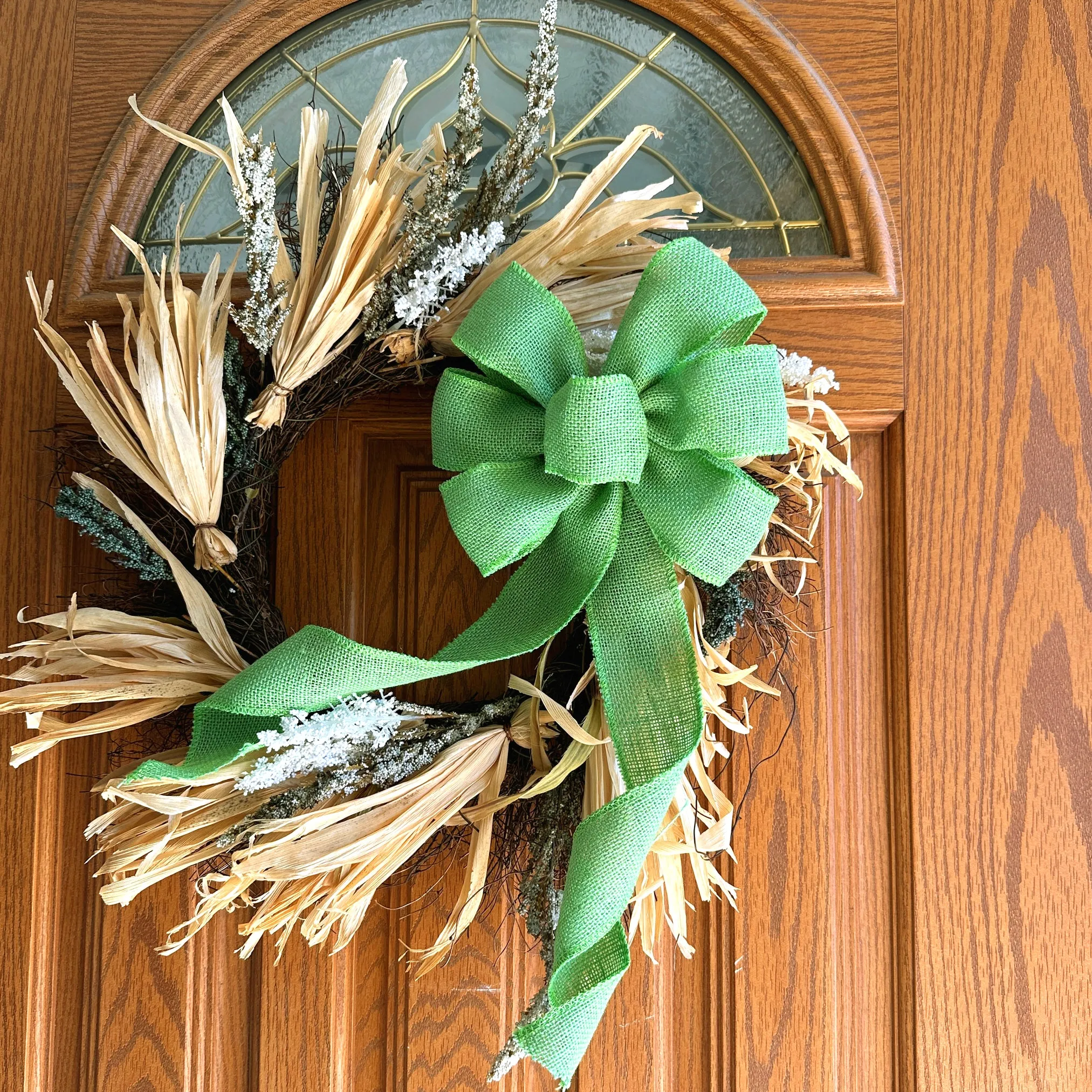 Lime Green Burlap Wreath Bow - 10" Wide, 18" Long Tails