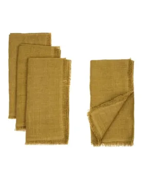 LINA LINEN NAPKINS, CUMIN SET OF 4