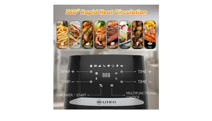 LITIFO 4.5QT Air Fryer with Digital, LED Touch Screen, Single Basket System (NEW) - Ships Quick!