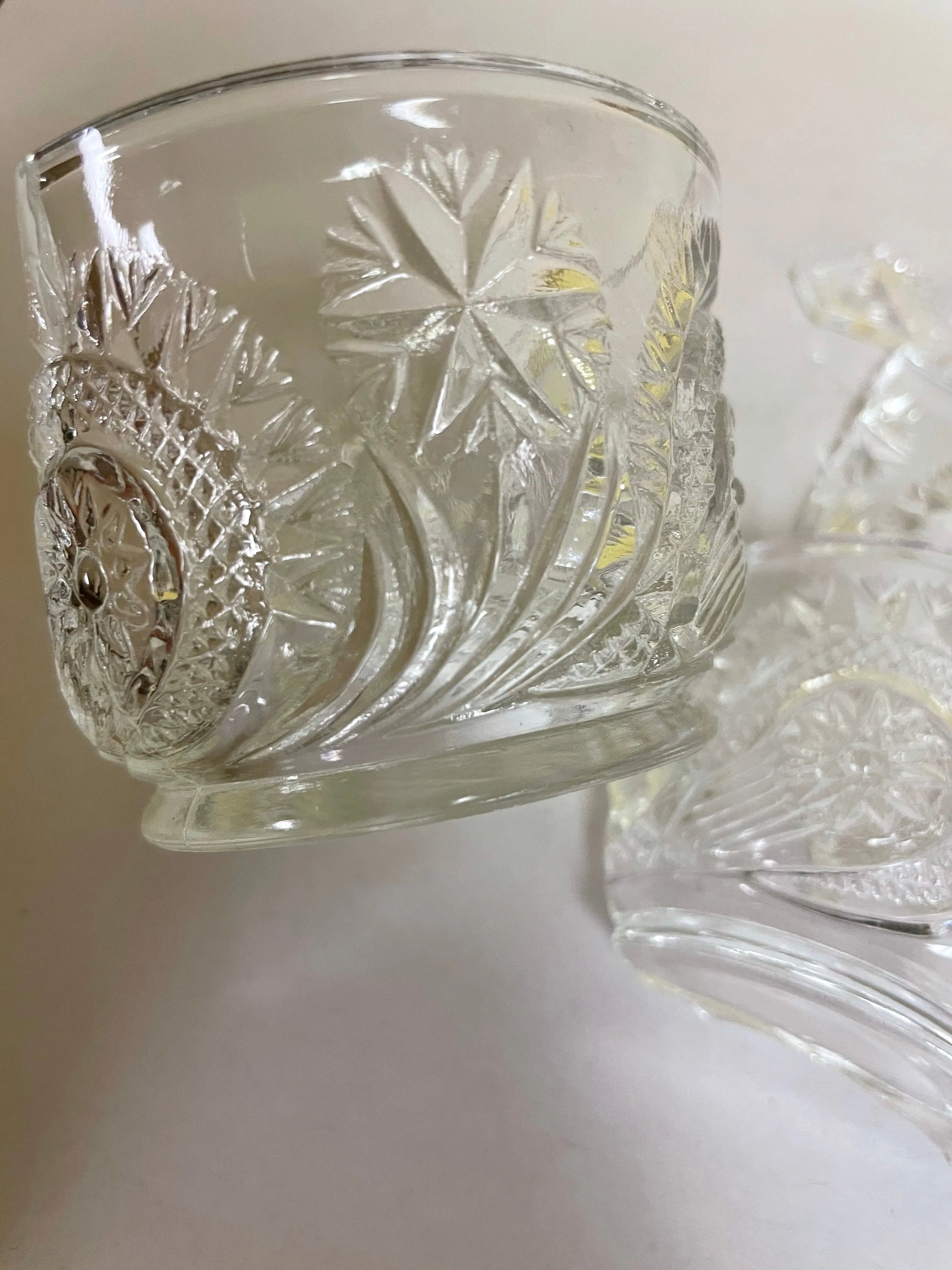 <€€ 1 Lbs Broken Vintage Clear Raised Etched Glass for Craft & Art Mosaic Projects 1/8" Thick