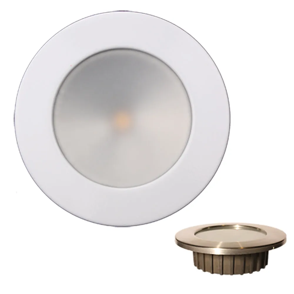 Lunasea ZERO EMI Recessed 3.5 LED Light - Warm White w/White Stainless Steel Bezel - 12VDC [LLB-46WW-0A-WH]