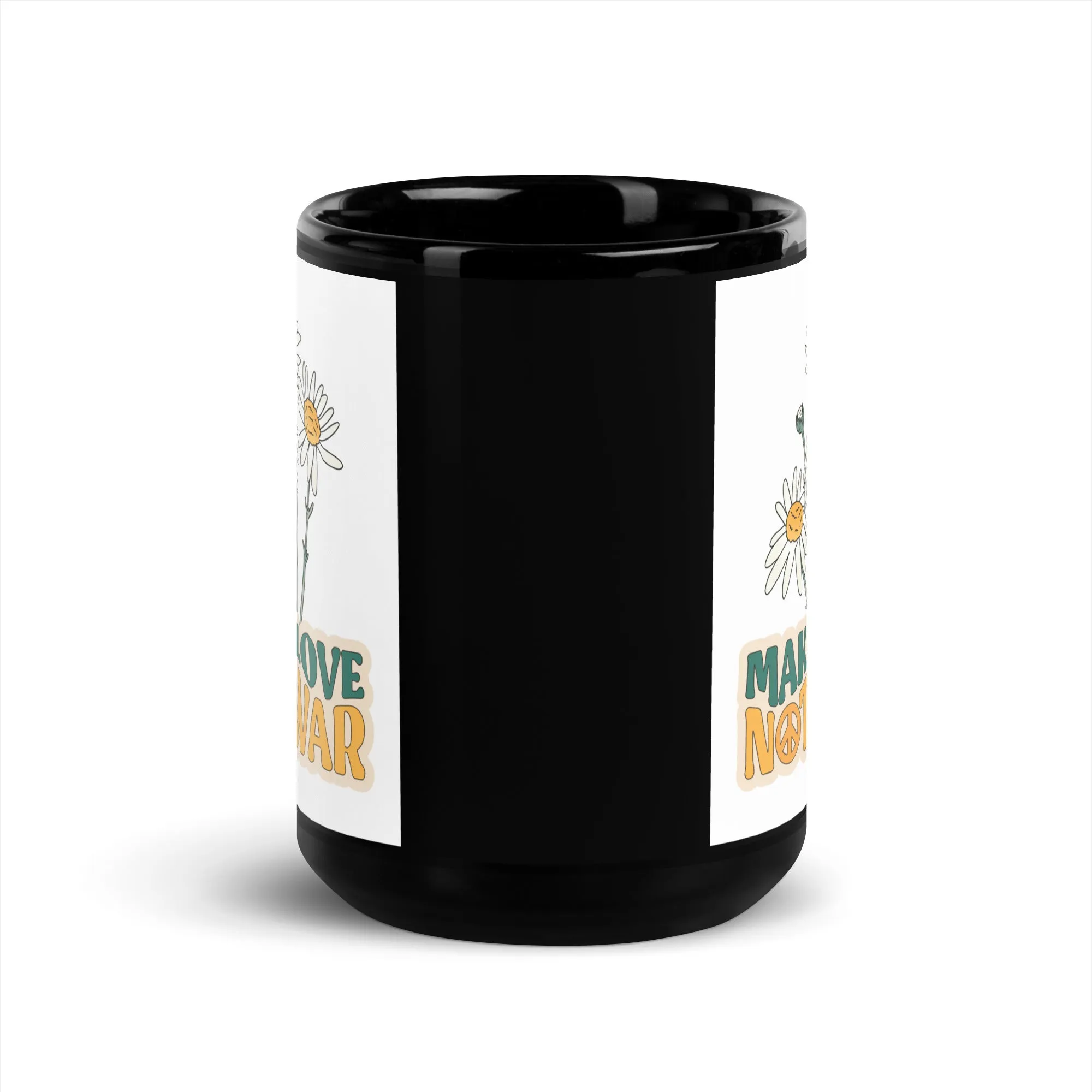 Make Love, Not War 15oz Black Glossy Coffee Mug Cup