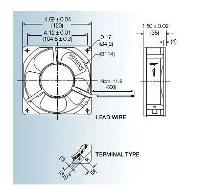 Mechatronics 120x120x38mm AC 115 Volts Fan UF12A12-BTLR