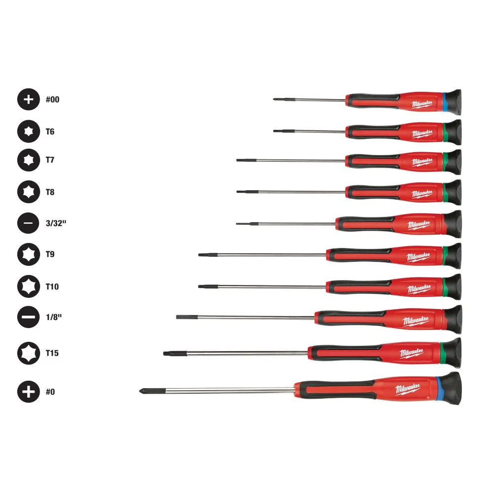 Milwaukee 48-22-2612 Precision Chrome Plated Screwdriver Kit - 10 PC